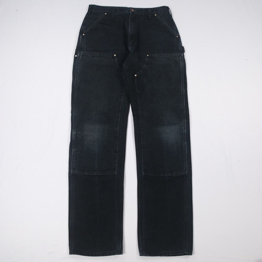 Vintage Carhartt B01 BLK Faded Black Double Knee Carpenter Pants 33x35